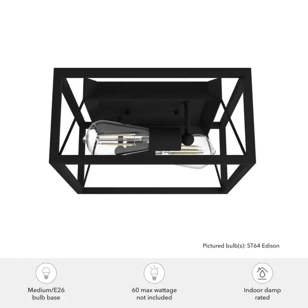 The Doherty flush mount delivers clean-lined modern style with an industrial touch. Its compact 12-inch profile and natural black iron finish make it ideal for low-ceiling spaces like foyers and hallways. - alternate view
