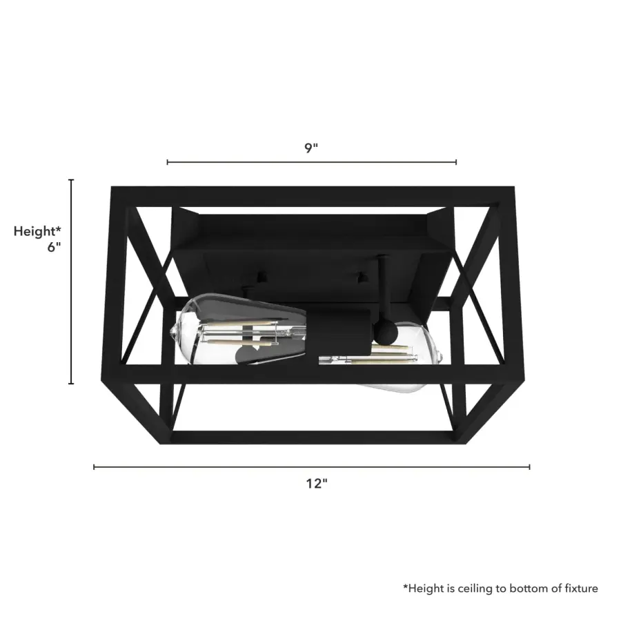 Doherty Two Light Flush Mount in Natural Black Iron - Image 3
