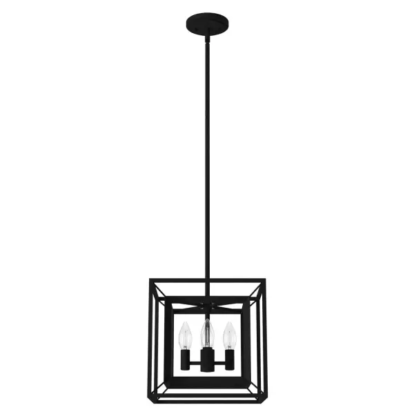 The Doherty convertible pendant works for high or low ceilings. The versatility of this fixture makes it the right fit for your modern style. The clean, geometric lines are great to pair over an island or in your dining room. Choose from a semi-flush or pendant to make it fit your space. Add other lights from the collection for modern elegance throughout your space. Rated for indoor use only Requires 4 E12 bulbs. Bulbs not included. CONVERTIBLE: This veratile pendant easily converts to a semi-flush or flush mount for your changing d&eacute:cor needs. MADE FOR INDOORS: For use in indoor spaces like kitchens, bedrooms, living rooms, dining rooms, and entryways. BULB RECOMMENDATION: Maximum 60 W per light bulb or equivalent LED bulb. Bulbs not included. PICTURED HERE: Match our image using ST64 Edison light bulbs. CUSTOMIZABLE HANGING OPTIONS: With the minimum required downrod, the hanging length is 14 inches. When using all of the included downrod, the maximum hanging length is 67.75 inches. WARRANTY: One-year limited warranty backed by the trusted experts at Hunter.