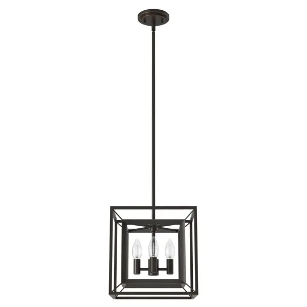 The Doherty convertible pendant works for high or low ceilings. The versatility of this fixture makes it the right fit for your modern style. The clean, geometric lines are great to pair over an island or in your dining room. Choose from a semi-flush or pendant to make it fit your space. Add other lights from the collection for modern elegance throughout your space. Rated for indoor use only Requires 4 E12 bulbs. Bulbs not included. CONVERTIBLE: This veratile pendant easily converts to a semi-flush or flush mount for your changing d&eacute:cor needs. MADE FOR INDOORS: For use in indoor spaces like kitchens, bedrooms, living rooms, dining rooms, and entryways. BULB RECOMMENDATION: Maximum 60 W per light bulb or equivalent LED bulb. Bulbs not included. PICTURED HERE: Match our image using ST64 Edison light bulbs. CUSTOMIZABLE HANGING OPTIONS: With the minimum required downrod, the hanging length is 14 inches. When using all of the included downrod, the maximum hanging length is 67.75 inches. WARRANTY: One-year limited warranty backed by the trusted experts at Hunter. - alternate view