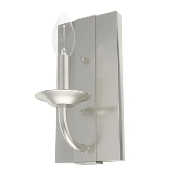 The candle-like shape of the Perch Point wall sconce will create a romantic atmosphere in your bedroom or light a hallway with style. It would also create ambient light next to your bathroom mirror due to its damp rating. Pair with other lights from the Perch Point collection to add touches of mountain modern style to transform your home into a retreat. Rated for indoor spaces exposed to humidity Requires 1 E12 bulbs. Bulbs not included. Up Mount Only INDOOR-DAMP RATED: For use in indoor spaces exposed to humidity like bathrooms and laundry rooms. BULB RECOMMENDATION: Maximum 60 W per light bulb or equivalent LED bulb. Bulbs not included. PICTURED HERE: Match our image using B10 Candle light bulbs. WARRANTY: One-year limited warranty backed by the trusted experts at Hunter.