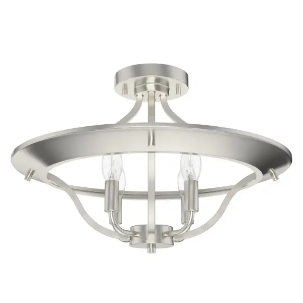 Light your space in grand style with the Perch Point semi-flush mount. This modern fixture evokes the feel of a sanctuary in the mountains and works in multiple spaces. Pair with other lights from the Perch Point collection to add touches of mountain modern style to transform your home into a retreat. Mix and match with fans from our ceiling fan collections to fully finish your space. Rated for indoor use only Requires 4 E12 bulbs. Bulbs not included. MADE FOR INDOORS: For use in indoor spaces like kitchens, bedrooms, living rooms, dining rooms, and entryways. BULB RECOMMENDATION: Maximum 60 W per light bulb or equivalent LED bulb. Bulbs not included. PICTURED HERE: Match our image using B10 Candle light bulbs. WARRANTY: One-year limited warranty backed by the trusted experts at Hunter.