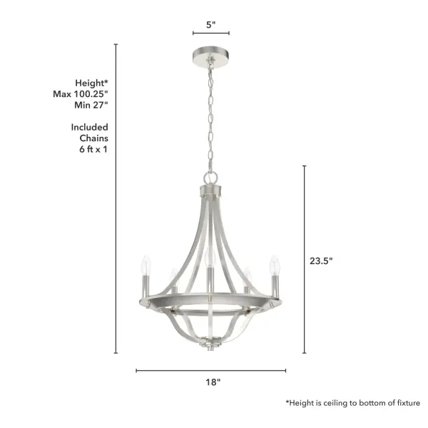 Perch Point 5-Light Chandelier in Brushed Nickel - Image 4