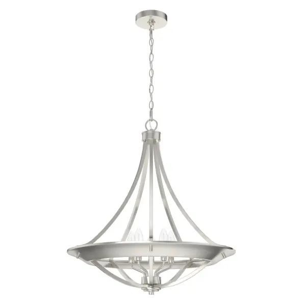 Why can't every day be a retreat at a mountain home? Well, you can feel the relaxed vibes every time you walk into your living room and see your Perch Point Chandelier. The elevated design of the basket formed from metal will leave you and all who enter transported to a relaxed and charm-filled space. Spread the modern, rustic beauty of the Perch Point collection throughout your home. Rated for indoor use only Requires 4 E12 bulbs. Bulbs not included. MADE FOR INDOORS: For use in indoor spaces like kitchens, bedrooms, living rooms, dining rooms, and entryways. BULB RECOMMENDATION: Maximum 60 W per light bulb or equivalent LED bulb. Bulbs not included. PICTURED HERE: Match our image using B10 Candle light bulbs. CUSTOMIZABLE HANGING OPTIONS: With the minimum required chain, the hanging length is 26 inches. When using all of the included chain, the maximum hanging length is 103 inches. WARRANTY: One-year limited warranty backed by the trusted experts at Hunter.