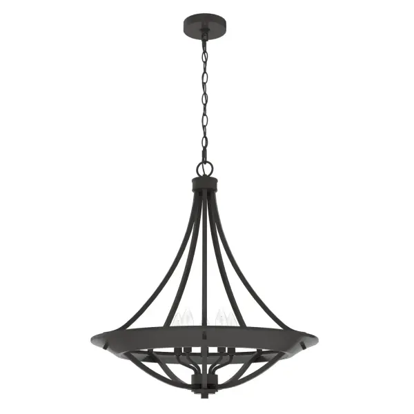 Why can't every day be a retreat at a mountain home? Well, you can feel the relaxed vibes every time you walk into your living room and see your Perch Point Chandelier. The elevated design of the basket formed from metal will leave you and all who enter transported to a relaxed and charm-filled space. Spread the modern, rustic beauty of the Perch Point collection throughout your home. Rated for indoor use only Requires 4 E12 bulbs. Bulbs not included. MADE FOR INDOORS: For use in indoor spaces like kitchens, bedrooms, living rooms, dining rooms, and entryways. BULB RECOMMENDATION: Maximum 60 W per light bulb or equivalent LED bulb. Bulbs not included. PICTURED HERE: Match our image using B10 Candle light bulbs. CUSTOMIZABLE HANGING OPTIONS: With the minimum required chain, the hanging length is 26 inches. When using all of the included chain, the maximum hanging length is 103 inches. WARRANTY: One-year limited warranty backed by the trusted experts at Hunter. - alternate view