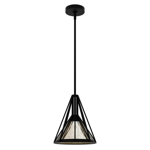 The Rafner small pendant is the perfect fixture when you need a bit of versatility with an industrial flair. Leave your guests stunned as they stand in the light of the Rafner with its mercury glass and metal. Add the Rafner small pendant to any room: the entry, the kitchen, or perhaps a study. The Rafner collection will make your friends think you are a style guru. Rated for indoor use only Requires 1 E26 bulbs. Bulbs not included. MADE FOR INDOORS: For use in indoor spaces like kitchens, bedrooms, living rooms, dining rooms, and entryways. BULB RECOMMENDATION: Maximum W per light bulb or equivalent LED bulb. Bulbs not included. CUSTOMIZABLE HANGING OPTIONS: With the minimum required downrod, the hanging length is 20.5 inches. When using all of the included downrod, the maximum hanging length is 68.75 inches. WARRANTY: One-year limited warranty backed by the trusted experts at Hunter.