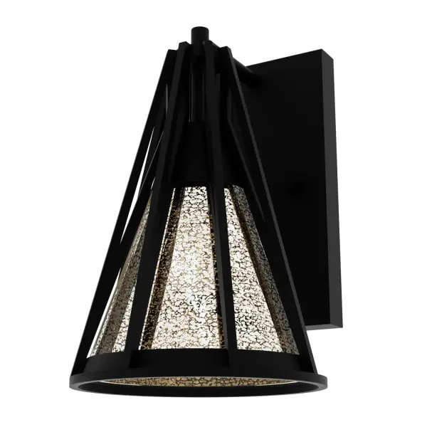 Add an accent to your art or decorative items with the Rafner sconce. It may be an attention grabber on its own, but it will put a spotlight where you need it. The sleek lines of the metal accents over mercury glass make this industrial sconce a main event. Hang more than one fixture from the Rafner collection for a truly dramatic effect. Rated for indoor spaces exposed to humidity Requires 1 E26 bulbs. Bulbs not included. Down Mount Only INDOOR-DAMP RATED: For use in indoor spaces exposed to humidity like bathrooms and laundry rooms. BULB RECOMMENDATION: Maximum W per light bulb or equivalent LED bulb. Bulbs not included. WARRANTY: One-year limited warranty backed by the trusted experts at Hunter.