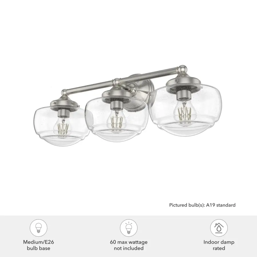 Saddle Creek 3-Light Bathroom Vanity in Brushed Nickel - Image 2