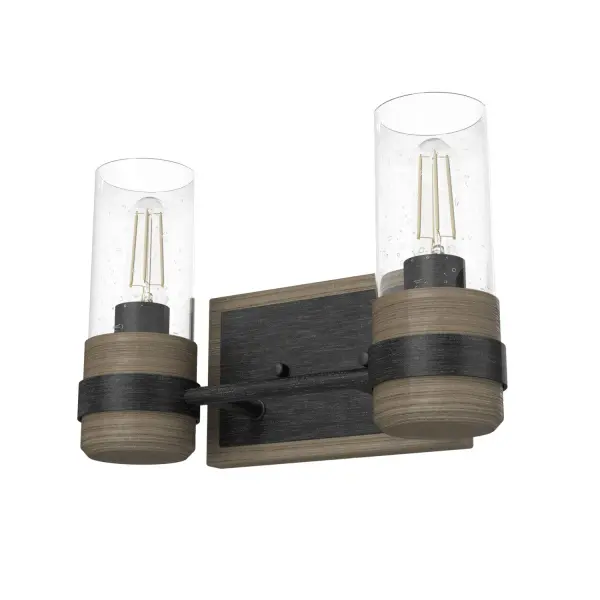 Bring warmth to the places you need it the most. The River Mill's distinctive vanity fixture adds an elegant touch to your mountain-modern spaces. Whether you're looking to illuminate your bathroom mirror or add a wood-inspired stylish accent above a piece of art, this vanity light enhances the area. Add other lights from the River Mill collection and spread the charm throughout your home. Rated for indoor spaces exposed to humidity Requires 2 E27 bulbs. Bulbs not included. Up or Down Mount INDOOR-DAMP RATED: For use in indoor spaces exposed to humidity like bathrooms and laundry rooms. BULB RECOMMENDATION: Maximum 60 W per light bulb or equivalent LED bulb. Bulbs not included. PICTURED HERE: Match our image using T10 Tubular light bulbs. WARRANTY: One-year limited warranty backed by the trusted experts at Hunter.
