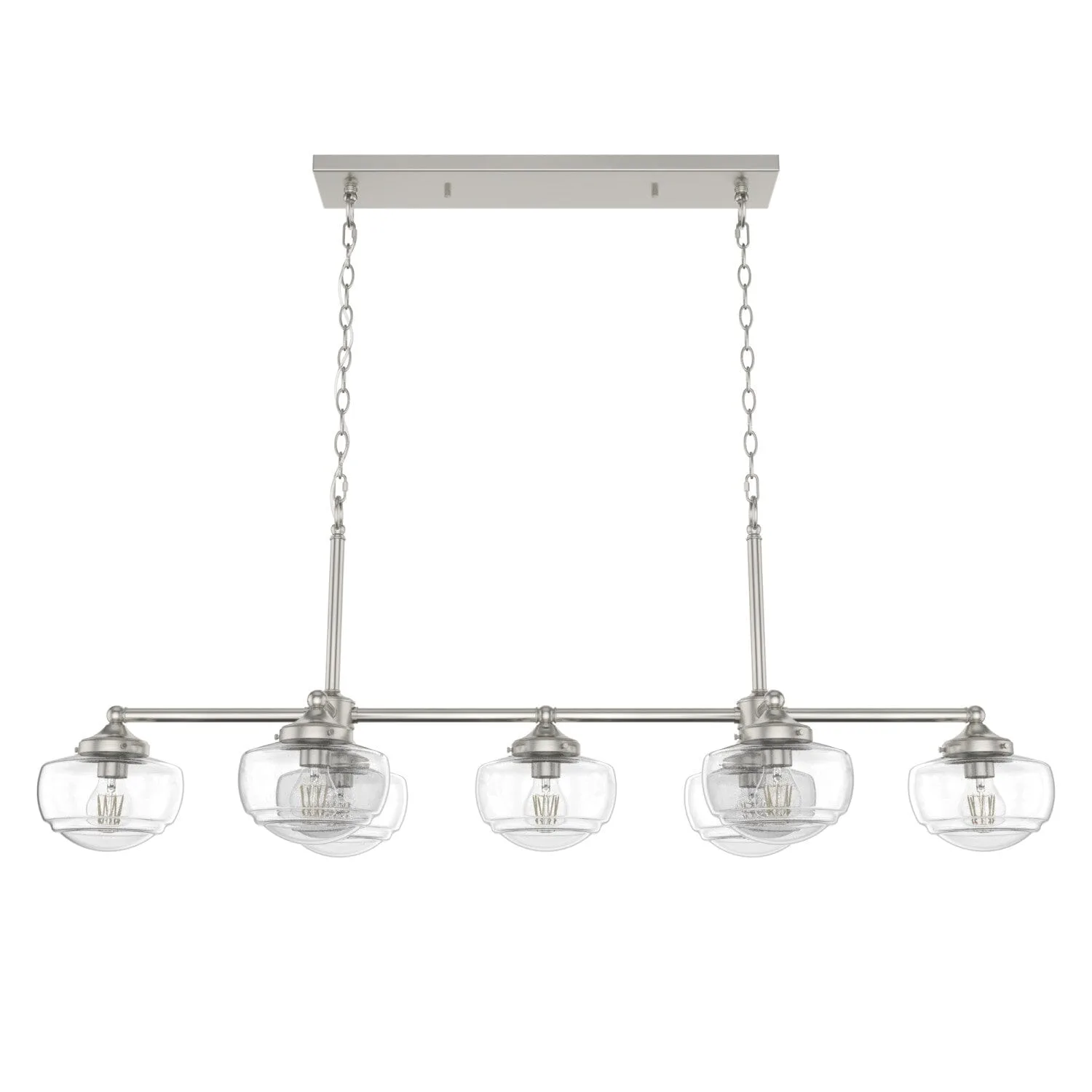 Saddle Creek 7-Light Linear Chandelier in Brushed Nickel