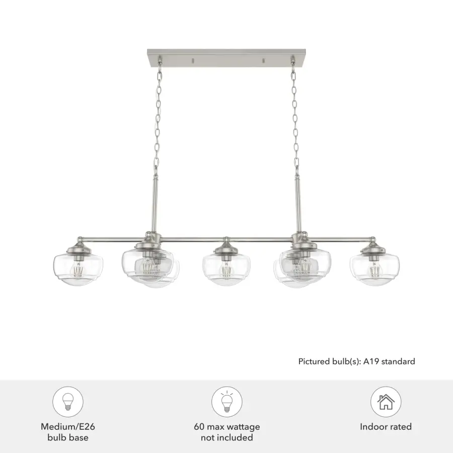 Saddle Creek 7-Light Linear Chandelier in Brushed Nickel - Image 3