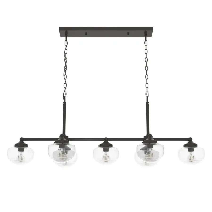 Saddle Creek Clear Seeded Glass 7 Light Linear Chandelier