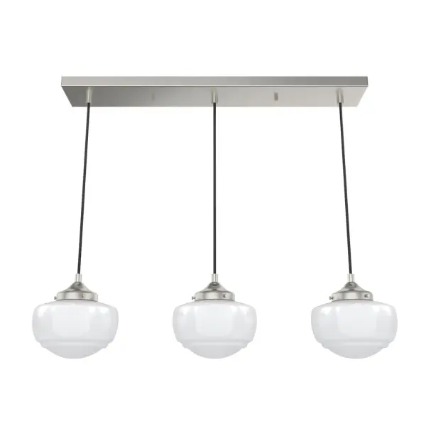 Saddle Creek Shiny Cased White Glass 3 Light Linear Pendant Cluster - Image 1