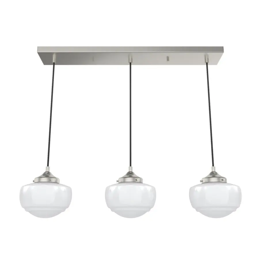 Saddle Creek Shiny Cased White Glass 3 Light Linear Pendant Cluster - Image 1