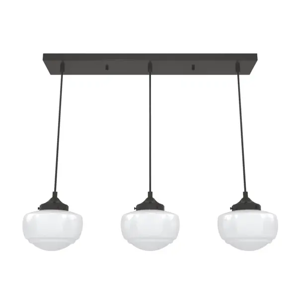 Saddle Creek Shiny Cased White Glass 3 Light Linear Pendant Cluster - Image 2