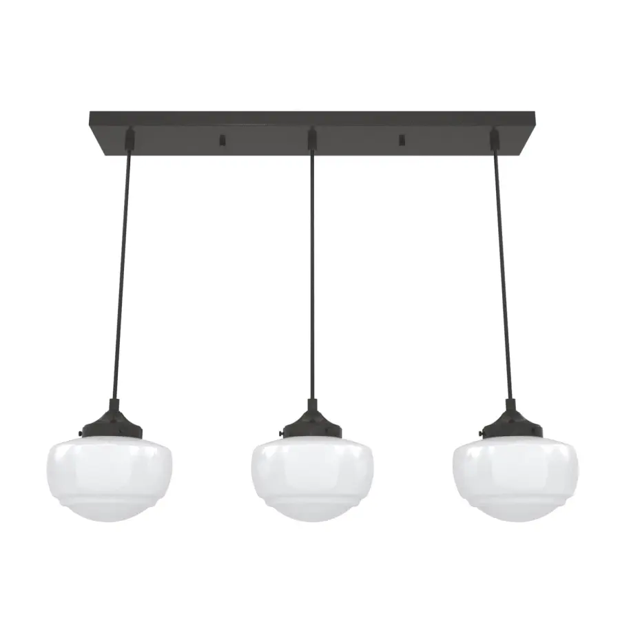 Saddle Creek Shiny Cased White Glass 3 Light Linear Pendant Cluster - Image 2