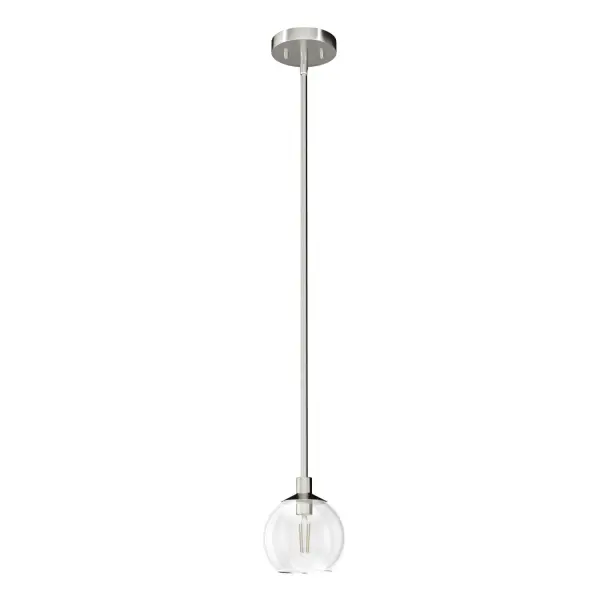 The Xidane mini pendant is a modern and versatile fixture. The edgy elegance of the Xidane mini pendant is perfect in a plethora of spaces. The brilliant design of the single orb floating above illuminating your space is striking. Use multiples over a table or a kitchen island to elevate your decor. The light of the Xidane collection brings glamour to every space. Rated for indoor use only Requires 1 E12 bulbs. Bulbs not included. MADE FOR INDOORS: For use in indoor spaces like kitchens, bedrooms, living rooms, dining rooms, and entryways. BULB RECOMMENDATION: Maximum 60 W per light bulb or equivalent LED bulb. Bulbs not included. PICTURED HERE: Match our image using T6 Tubular light bulbs. CUSTOMIZABLE HANGING OPTIONS: With the minimum required downrod, the hanging length is 8.5 inches. When using all of the included downrod, the maximum hanging length is 64.5 inches. WARRANTY: One-year limited warranty backed by the trusted experts at Hunter.