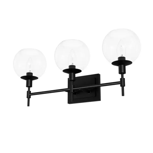 The Xidane vanity light brings striking modern style to bathroom spaces with its matte black finish and clear glass shades. The 24-inch width makes it ideal for standard vanities, while the clean lines complement contemporary interiors.