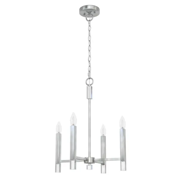 Elevate your space and style with the Sunjai. The versatile Sunjai fixture combines the classic beauty of a petite candelabra with modern glam. You can also convert it to a semi-flush mount to suit your space. This fixture is an elegant addition to your kitchen, dining room, or breakfast nook. Dine in the light of the Sunjai Pendant. Rated for indoor use only Requires 4 E12 bulbs. Bulbs not included. MADE FOR INDOORS: For use in indoor spaces like kitchens, bedrooms, living rooms, dining rooms, and entryways. BULB RECOMMENDATION: Maximum 60 W per light bulb or equivalent LED bulb. Bulbs not included. PICTURED HERE: Match our image using B10 Candle light bulbs. CUSTOMIZABLE HANGING OPTIONS: With the minimum required downrod, the hanging length is 26.5 inches. When using all of the included downrod, the maximum hanging length is 63.5 inches. WARRANTY: One-year limited warranty backed by the trusted experts at Hunter.