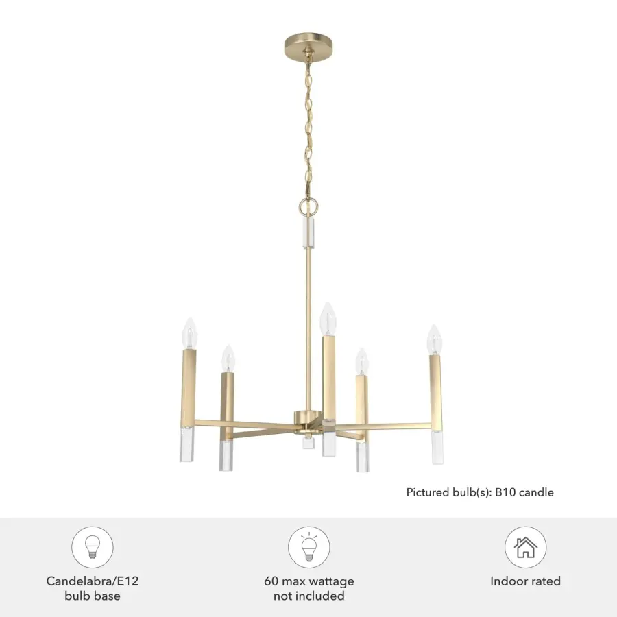 Sunjai Five Light Chandelier in Alturas Gold - Image 3