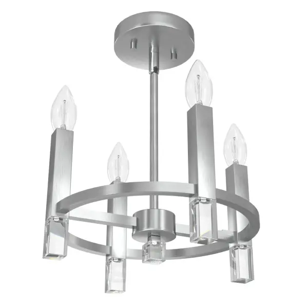 The Sunjai flush mount light adds a subtle modern style to your home's smaller spaces. Flush mounts are ideal for ceiling heights of 8 feet or less, and the Sunjai brings light with fashion and function. The fixture's damp rating makes it optimal for more humid areas, like bathrooms and laundry rooms, while the Sunjai's simple, clean lines easily complement your home's existing decor. Pair the flush mount ceiling light with the Sunjai wall sconce to create a cohesive, low-key lighting aesthetic. Rated for indoor spaces exposed to humidity Requires 4 E12 bulbs. Bulbs not included. INDOOR-DAMP RATED: For use in indoor spaces exposed to humidity like bathrooms and laundry rooms. BULB RECOMMENDATION: Maximum 60 W per light bulb or equivalent LED bulb. Bulbs not included. PICTURED HERE: Match our image using B10 Candle light bulbs. FOR LOW CEILINGS: Fits close to the ceiling to optimize headspace and provide stylish lighting. WARRANTY: One-year limited warranty backed by the trusted experts at Hunter.
