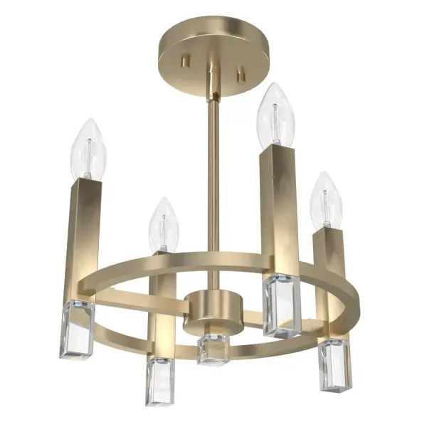 The Sunjai flush mount light adds a subtle modern style to your home's smaller spaces. Flush mounts are ideal for ceiling heights of 8 feet or less, and the Sunjai brings light with fashion and function. The fixture's damp rating makes it optimal for more humid areas, like bathrooms and laundry rooms, while the Sunjai's simple, clean lines easily complement your home's existing decor. Pair the flush mount ceiling light with the Sunjai wall sconce to create a cohesive, low-key lighting aesthetic. Rated for indoor spaces exposed to humidity Requires 4 E12 bulbs. Bulbs not included. INDOOR-DAMP RATED: For use in indoor spaces exposed to humidity like bathrooms and laundry rooms. BULB RECOMMENDATION: Maximum 60 W per light bulb or equivalent LED bulb. Bulbs not included. PICTURED HERE: Match our image using B10 Candle light bulbs. FOR LOW CEILINGS: Fits close to the ceiling to optimize headspace and provide stylish lighting. WARRANTY: One-year limited warranty backed by the trusted experts at Hunter. - alternate view