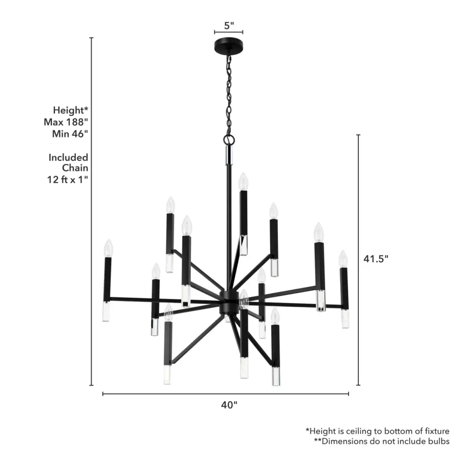 Sunjai 12-Light Chandelier in Matte Black - Image 11
