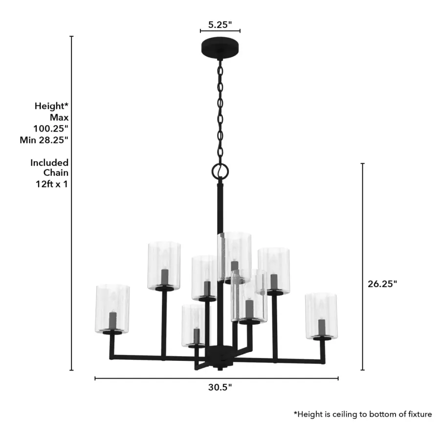 Kerrison Eight Light Chandelier in Natural Black Iron - Image 4