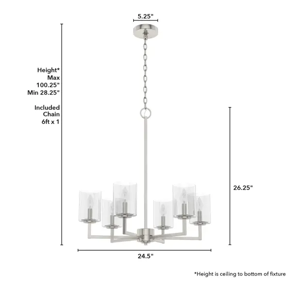 Kerrison 6-Light Chandelier in Brushed Nickel - Image 8