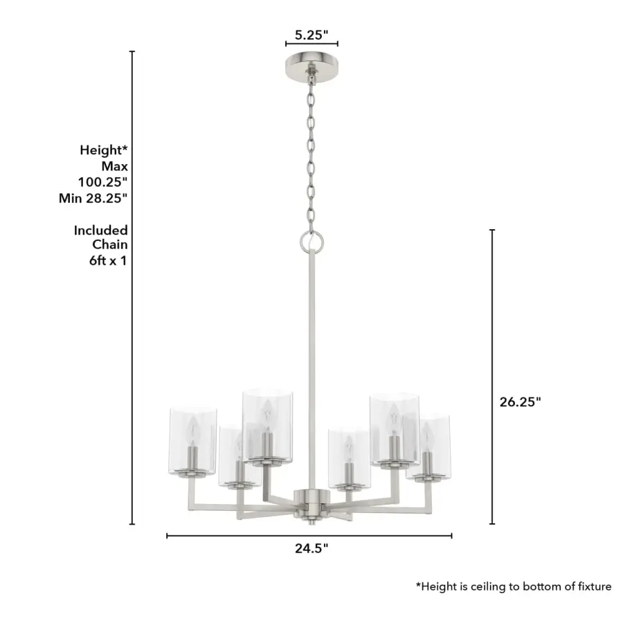 Kerrison 6-Light Chandelier in Brushed Nickel - Image 8