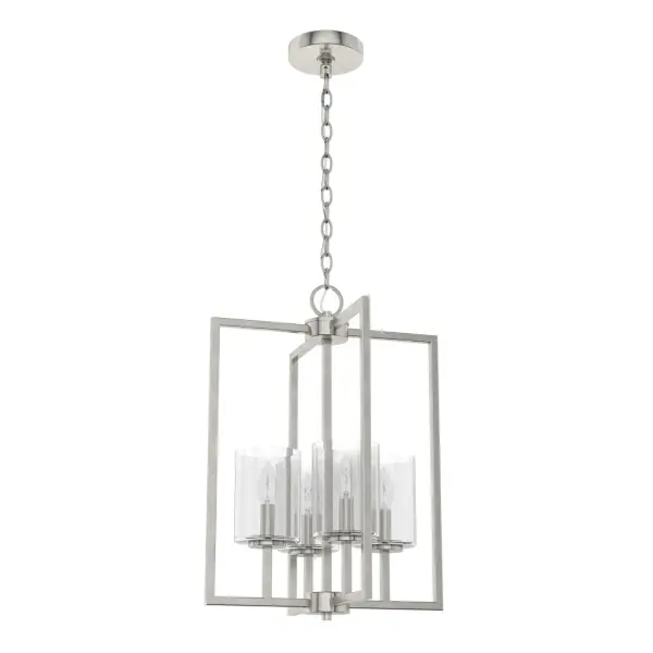 The Kerrison pendant combines brushed nickel metalwork with seeded glass shades for a refined yet approachable look. Its compact 15-inch width makes it ideal for smaller dining areas and kitchen islands while delivering ample illumination through four candelabra bulbs.