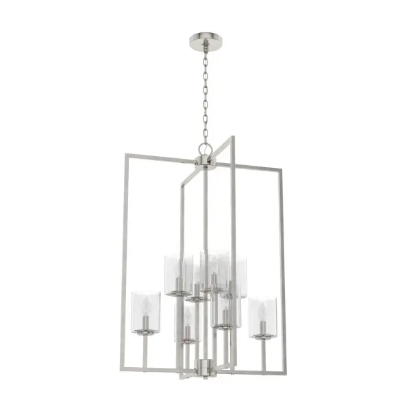 Invite style into your foyer by adding the beautifully designed Kerrison large pendant. The metal frame and seeded glass create a brilliant and striking lighting effect that will enthrall your guests. Cast the spell of enchantment throughout your home with other lights from the Kerrison Collection. Mix and match with fans from our ceiling fan collections to fully finish your space. Rated for indoor use only Requires 8 E12 bulbs. Bulbs not included. MADE FOR INDOORS: For use in indoor spaces like kitchens, bedrooms, living rooms, dining rooms, and entryways. BULB RECOMMENDATION: Maximum 60 W per light bulb or equivalent LED bulb. Bulbs not included. PICTURED HERE: Match our image using B10 Candle light bulbs. CUSTOMIZABLE HANGING OPTIONS: With the minimum required chain, the hanging length is 36.25 inches. When using all of the included chain, the maximum hanging length is 180.25 inches. WARRANTY: One-year limited warranty backed by the trusted experts at Hunter.