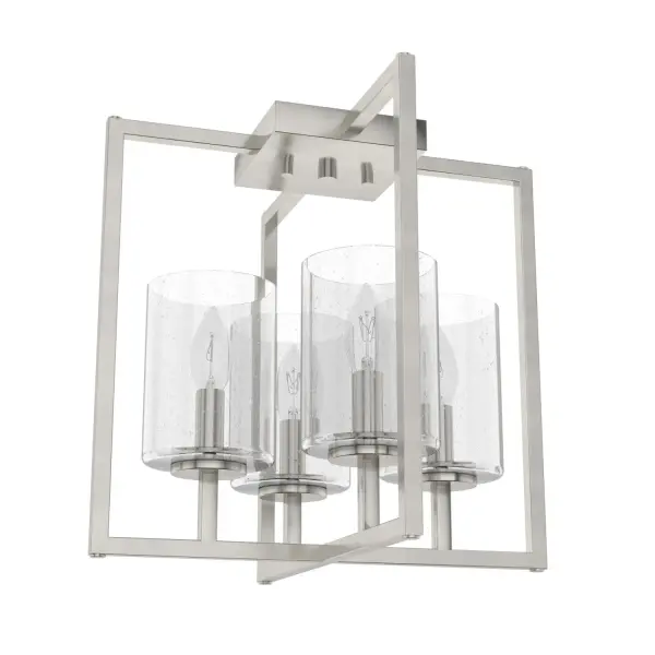 Bring serenity to any room with the Kerrison flush mount. This transitional design is a great fit with multiple styles. The metal and seeded glass fixture look splendid in any space, from farmhouse to modern. Up the shimmer factor throughout your home with other lights from the Kerrison collection. Mix and match with fans from our ceiling fan collections to fully finish your space. Rated for indoor use only Requires 4 E12 bulbs. Bulbs not included. MADE FOR INDOORS: For use in indoor spaces like kitchens, bedrooms, living rooms, dining rooms, and entryways. BULB RECOMMENDATION: Maximum 60 W per light bulb or equivalent LED bulb. Bulbs not included. PICTURED HERE: Match our image using B10 Candle light bulbs. WARRANTY: One-year limited warranty backed by the trusted experts at Hunter. - alternate view