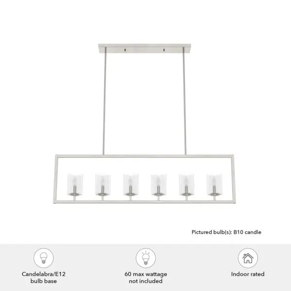 Kerrison 6-Light Linear Chandelier in Brushed Nickel - Image 5