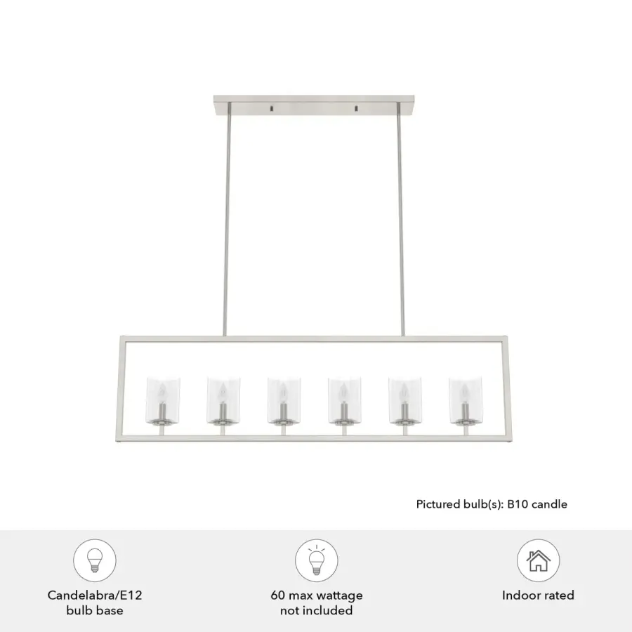 Kerrison 6-Light Linear Chandelier in Brushed Nickel - Image 5