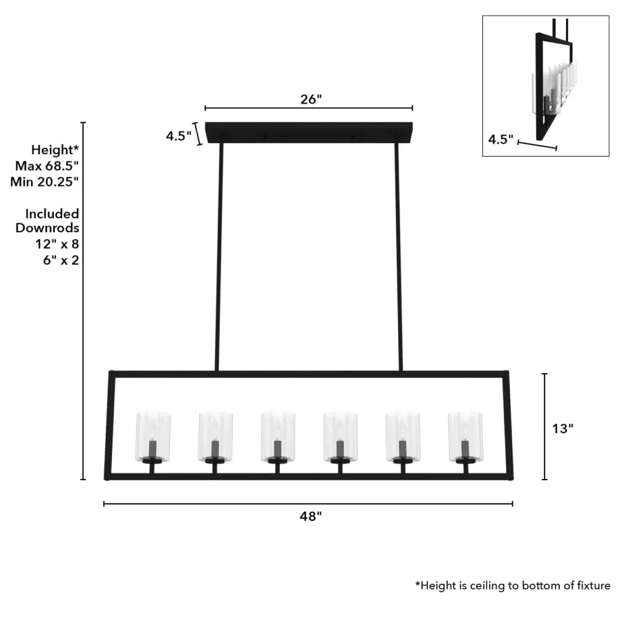 Kerrison 6-Light Linear Chandelier in Brushed Nickel - Image 8
