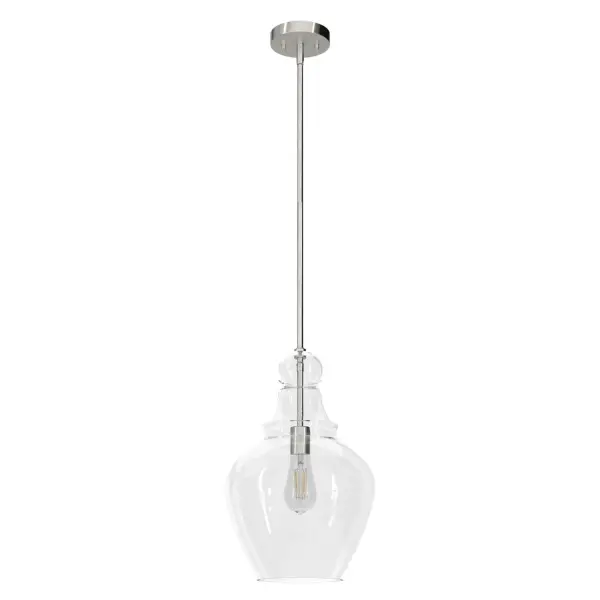 Sometimes the best things come in small packages—like the Maple Park mini pendant light with solo bulb and sophisticated style. Perfect for kitchen nooks, smaller cooking spaces, or keeping conversations lit in your intimate dining area, the Maple Park mini pendant lends an air of casual comfort while creating bright spots in your home. Rated for indoor use only Requires 1 E26 bulbs. Bulbs not included. CASUAL: Comfortable, inviting, laid-back. Includes 4 12 inch stems and one 6 inch stem. MADE FOR INDOORS: For use in indoor spaces like kitchens, bedrooms, living rooms, dining rooms, and entryways. BULB RECOMMENDATION: Maximum 60 W per light bulb or equivalent LED bulb. Bulbs not included. PICTURED HERE: Match our image using ST64 Edison light bulbs. CASUAL: The effortless style of Casual design creates a comfortable, inviting, and laid-back atmosphere. CUSTOMIZABLE HANGING OPTIONS: With the minimum required downrod, the hanging length is 27 inches. When using all of the included downrod, the maximum hanging length is 75 inches. WARRANTY: One-year limited warranty backed by the trusted experts at Hunter. - alternate view