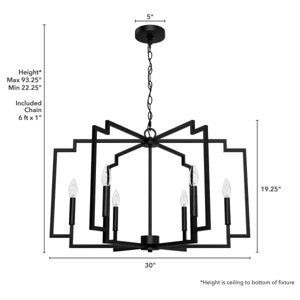 Zoanne Six Light Chandelier in Matte Black - Image 11
