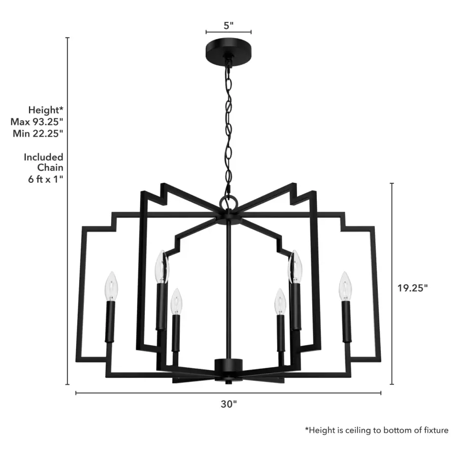 Zoanne Six Light Chandelier in Matte Black - Image 11