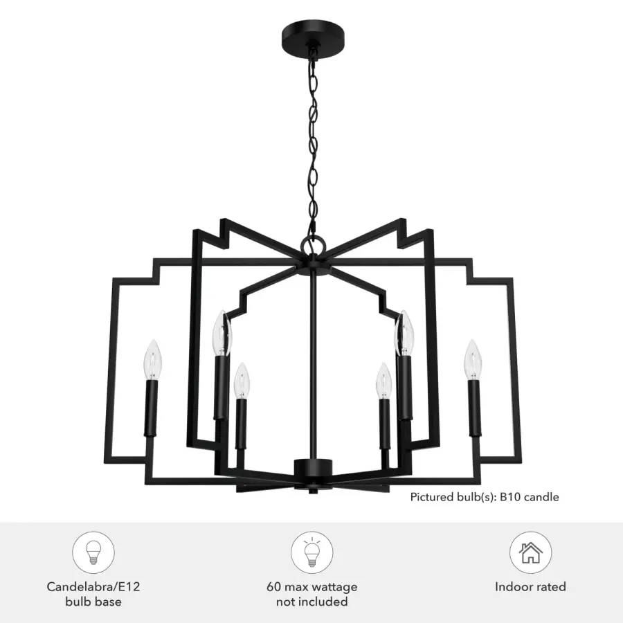 Zoanne Six Light Chandelier in Matte Black - Image 8