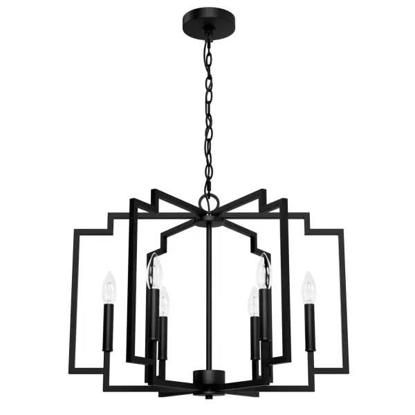Dazzle your guests with the Zoanne chandelier. This new take on modern design will add a touch of glam to your space. Whether entertaining or relaxing, the Zoanne chandelier will make any space feel luxurious. Fixtures from the Zoanne collection create a wow factor in any room. Mix and match with fans from our ceiling fan collections to fully finish your space. Rated for indoor use only Requires 6 E12 bulbs. Bulbs not included. MADE FOR INDOORS: For use in indoor spaces like kitchens, bedrooms, living rooms, dining rooms, and entryways. BULB RECOMMENDATION: Maximum 60 W per light bulb or equivalent LED bulb. Bulbs not included. PICTURED HERE: Match our image using B10 Candle light bulbs. CUSTOMIZABLE HANGING OPTIONS: With the minimum required chain, the hanging length is 34.5 inches. When using all of the included chain, the maximum hanging length is 91.25 inches. WARRANTY: One-year limited warranty backed by the trusted experts at Hunter.