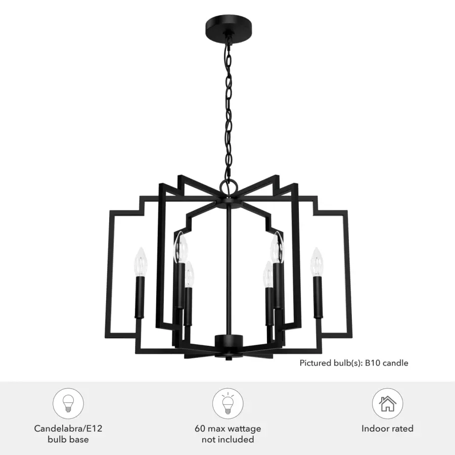 Zoanne 6-Light Chandelier in Matte Black - Image 7