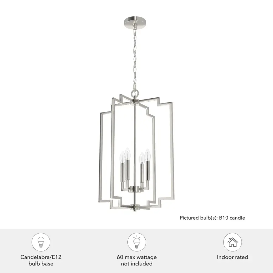 Zoanne Four Light Pendant in Brushed Nickel - Image 5