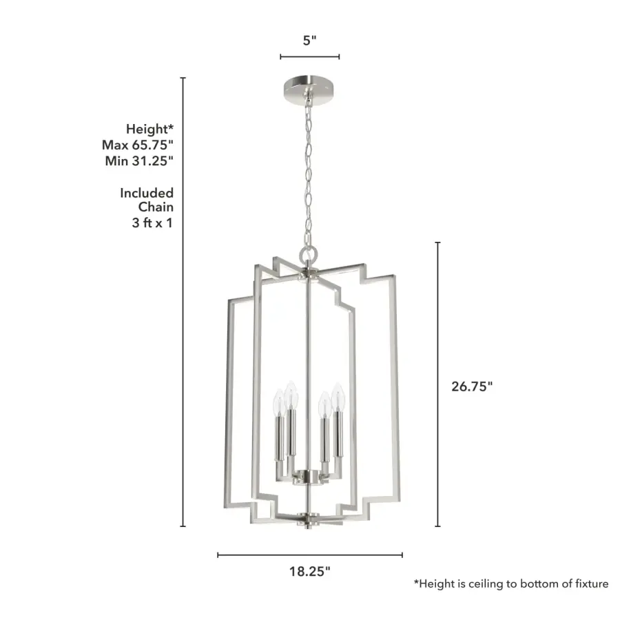 Zoanne Four Light Pendant in Brushed Nickel - Image 7