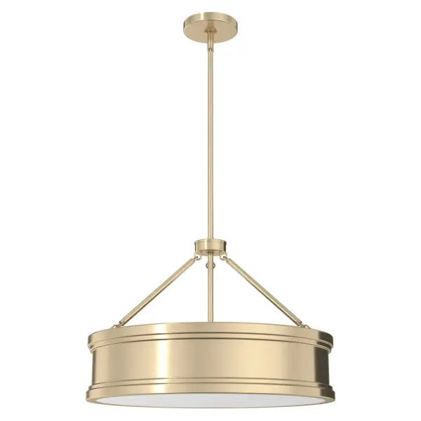 The Capshaw pendant light is a captivating fixture from our Hunter Lighting collection. Outfitted with multiple lights in a sleek drum setting, the Capshaw beautifully balances modern style with a classic sensibility, creating a new traditional accent piece that easily complements most design schemes. Uplift your living room, dining room, or entryway with the Capshaw pendant. Mix and match with other fixtures from this collection or from our ceiling fan designs. Rated for indoor use only Requires 5 E27 bulbs. Bulbs not included. MADE FOR INDOORS: For use in indoor spaces like kitchens, bedrooms, living rooms, dining rooms, and entryways. BULB RECOMMENDATION: Maximum W per light bulb or equivalent LED bulb. Bulbs not included. PICTURED HERE: Match our image using A19 Standard light bulbs. CUSTOMIZABLE HANGING OPTIONS: With the minimum required downrod, the hanging length is 23.5 inches. When using all of the included downrod, the maximum hanging length is 71.5 inches. WARRANTY: One-year limited warranty backed by the trusted experts at Hunter. - alternate view