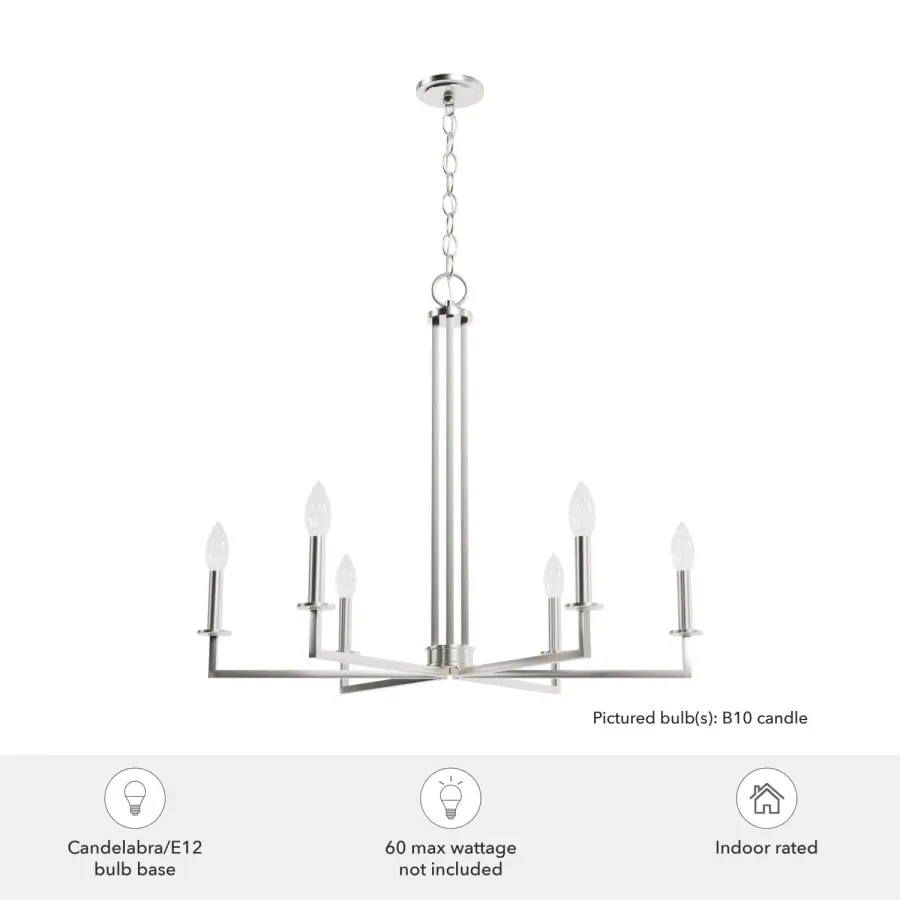 Bearden 6-Light Chandelier in Brushed Nickel - Image 3