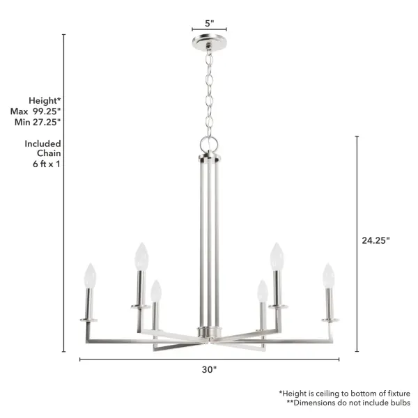 Bearden 6-Light Chandelier in Brushed Nickel - Image 4