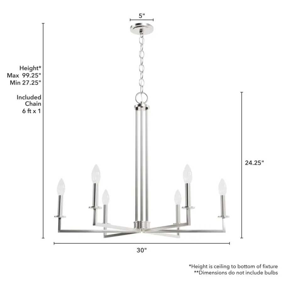 Bearden 6-Light Chandelier in Brushed Nickel - Image 4