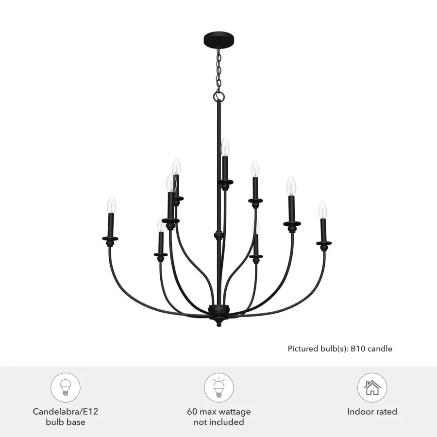 Southcrest Nine Light Chandelier in Matte Black - Image 3