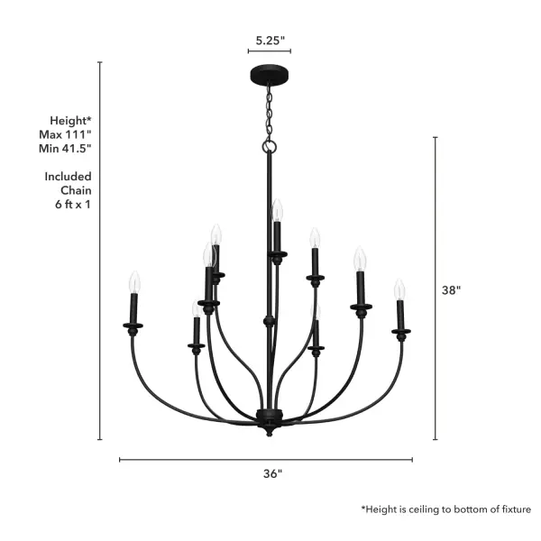 Southcrest Nine Light Chandelier in Matte Black - Image 4